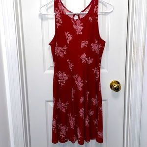 Maroon and white floral BoHo dress
